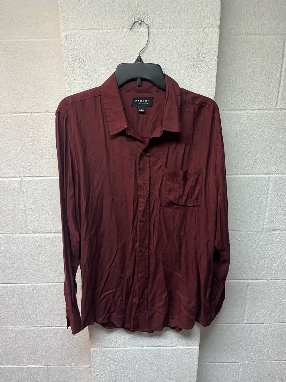 PacSun Men's Deep Burgundy Button-Down Shirt